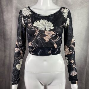 Victoria’s Secret Floral Long Sleeve Mesh Crop Top